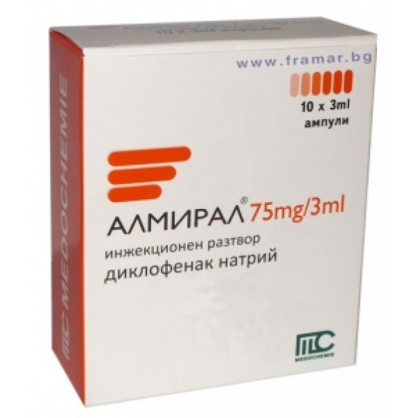 Almiral Diclofenac injection solution 75mg 10 ampl 3ml