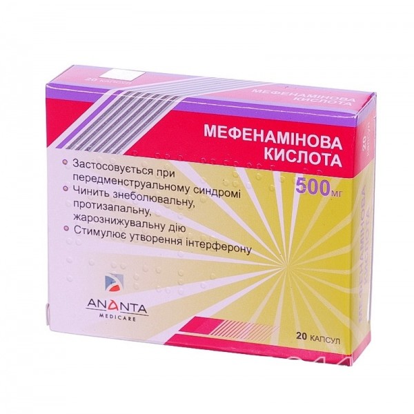 Mefenamic acid 500mg 20 caps