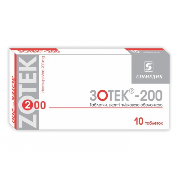 Zotek Dexibuprofen 200mg 10 tablets