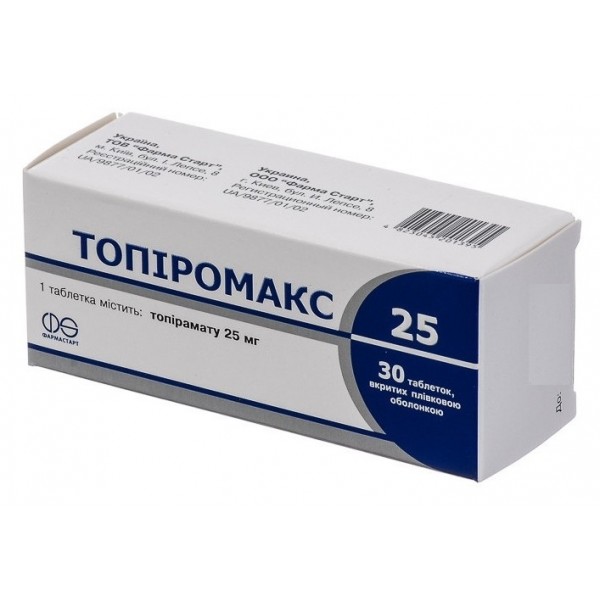 Topiramate 25mg 30 tablets