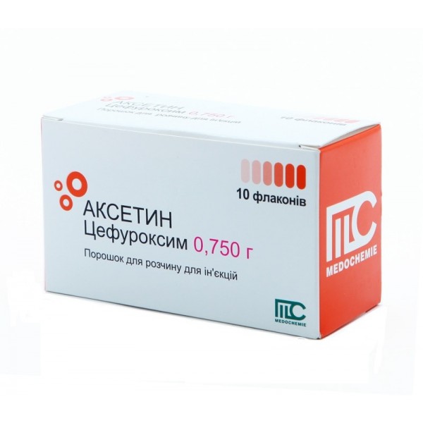 Axetine powder for injections 0.75g/10 flacons