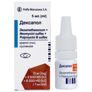 Dexapol dexamethasone + neomycin + polymyxin b corticosteroid + aminoglycoside + polypeptide antibiotic combination